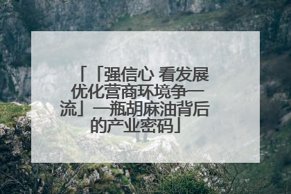 「强信心 看发展 优化营商环境争一流」一瓶胡麻油背后的产业密码