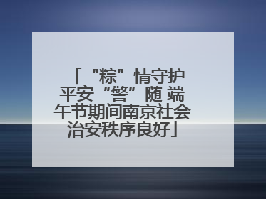 “粽”情守护 平安“警”随 端午节期间南京社会治安秩序良好