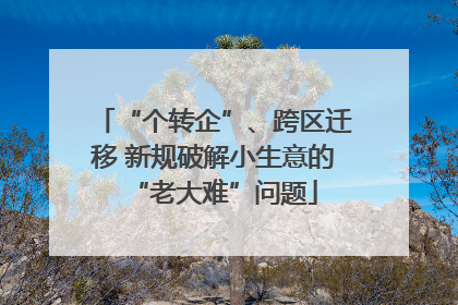 “个转企”、跨区迁移 新规破解小生意的“老大难”问题