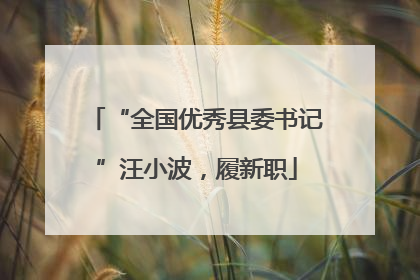 “全国优秀县委书记”汪小波，履新职