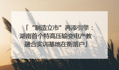 “制造立市”再添引擎：湖南首个特高压输变电产教融合实训基地在衡落户