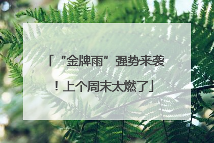 “金牌雨”强势来袭！上个周末太燃了