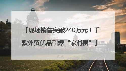 现场销售突破240万元！千款外贸优品引爆“家消费”