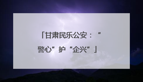 甘肃民乐公安：“警心”护“企兴”