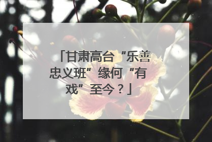 甘肃高台“乐善忠义班”缘何“有戏”至今？