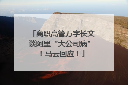 离职高管万字长文谈阿里“大公司病”！马云回应！