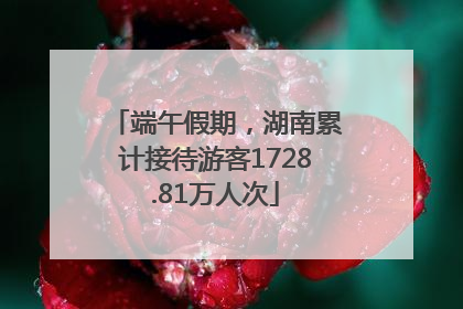 端午假期，湖南累计接待游客1728.81万人次
