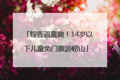 粽香遇童趣！14岁以下儿童免门票游崂山