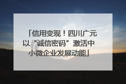 信用变现！四川广元以“诚信密码”激活中小微企业发展动能