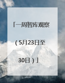一周智库观察（5月23日至30日）