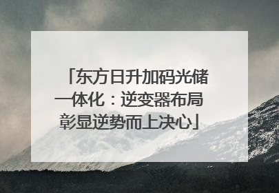 东方日升加码光储一体化：逆变器布局彰显逆势而上决心