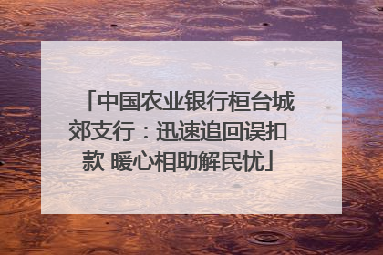 中国农业银行桓台城郊支行：迅速追回误扣款 暖心相助解民忧