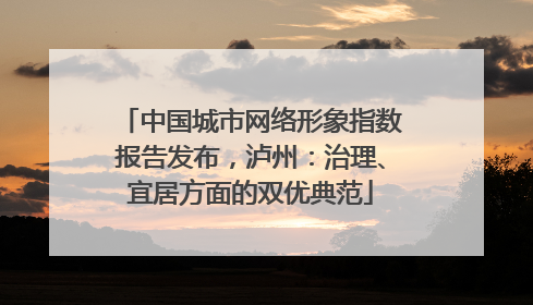 中国城市网络形象指数报告发布，泸州：治理、宜居方面的双优典范