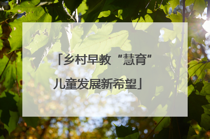 乡村早教“慧育”儿童发展新希望