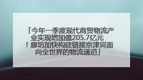 今年一季度现代商贸物流产业实现增加值205.7亿元！廊坊加快构建链接京津冀面向全世界的物流通道