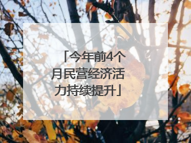 今年前4个月民营经济活力持续提升