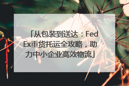 从包装到送达：FedEx重货托运全攻略，助力中小企业高效物流