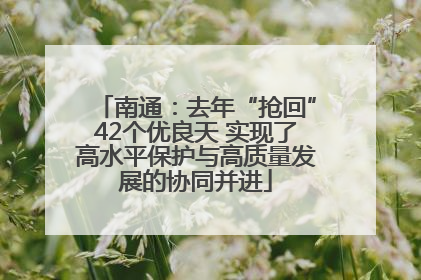 南通：去年“抢回”42个优良天 实现了高水平保护与高质量发展的协同并进