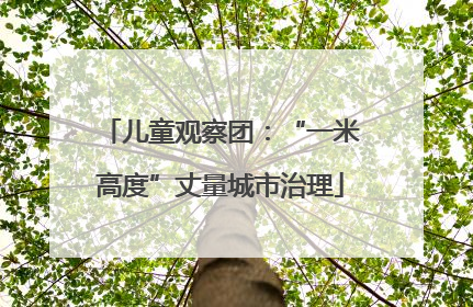 儿童观察团：“一米高度”丈量城市治理
