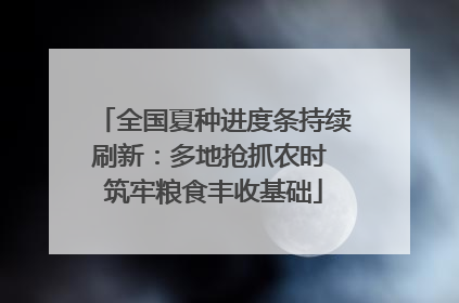 全国夏种进度条持续刷新：多地抢抓农时 筑牢粮食丰收基础