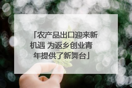 农产品出口迎来新机遇 为返乡创业青年提供了新舞台
