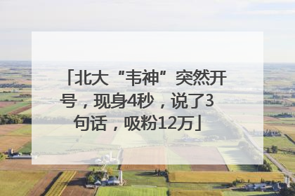 北大“韦神”突然开号，现身4秒，说了3句话，吸粉12万