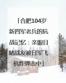 合肥104岁新四军老兵的抗战记忆：亲眼目睹战友被日军飞机炸弹击中