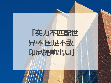 实力不匹配世界杯 国足不敌印尼提前出局