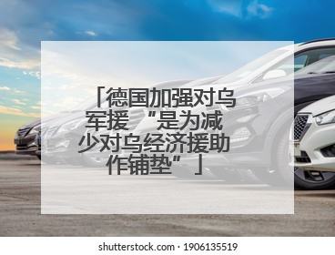 德国加强对乌军援 “是为减少对乌经济援助作铺垫”
