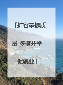 扩容量提质量 多措并举促就业