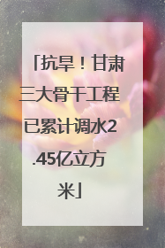 抗旱！甘肃三大骨干工程已累计调水2.45亿立方米