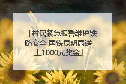村民紧急报警维护铁路安全 国铁昆明局送上1000元奖金