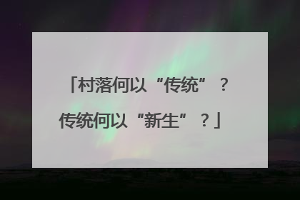 村落何以“传统”？传统何以“新生”？