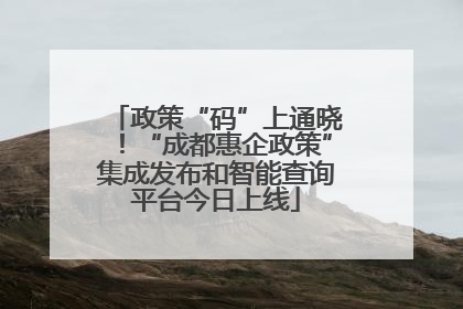 政策“码”上通晓！“成都惠企政策”集成发布和智能查询平台今日上线