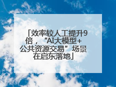 效率较人工提升9倍，“AI大模型+公共资源交易”场景在启东落地