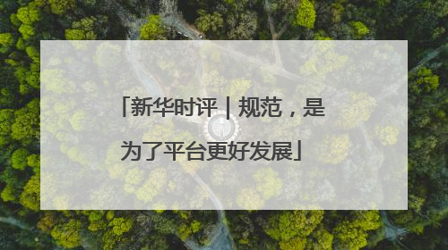 新华时评｜规范，是为了平台更好发展