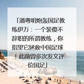 潘粤明炮轰国足教练伊万：一个装傻不辞职的所谓教练，你指望它拯救中国足球！此前曾多次发文评价国足