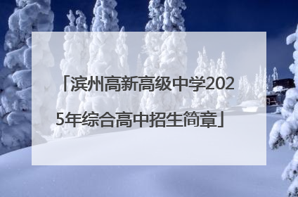 滨州高新高级中学2025年综合高中招生简章