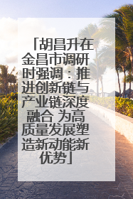 胡昌升在金昌市调研时强调：推进创新链与产业链深度融合 为高质量发展塑造新动能新优势