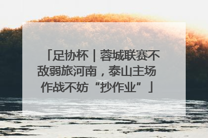足协杯｜蓉城联赛不敌弱旅河南，泰山主场作战不妨“抄作业”