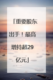 重要股东出手！最高增持超29亿元