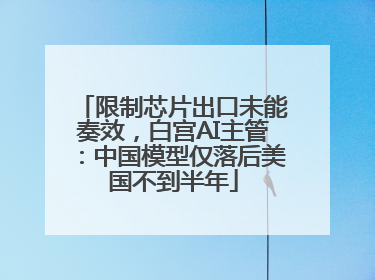 限制芯片出口未能奏效，白宫AI主管：中国模型仅落后美国不到半年