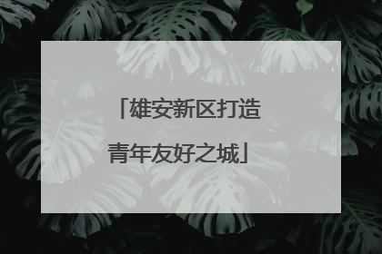 雄安新区打造青年友好之城