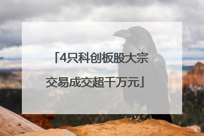 4只科创板股大宗交易成交超千万元